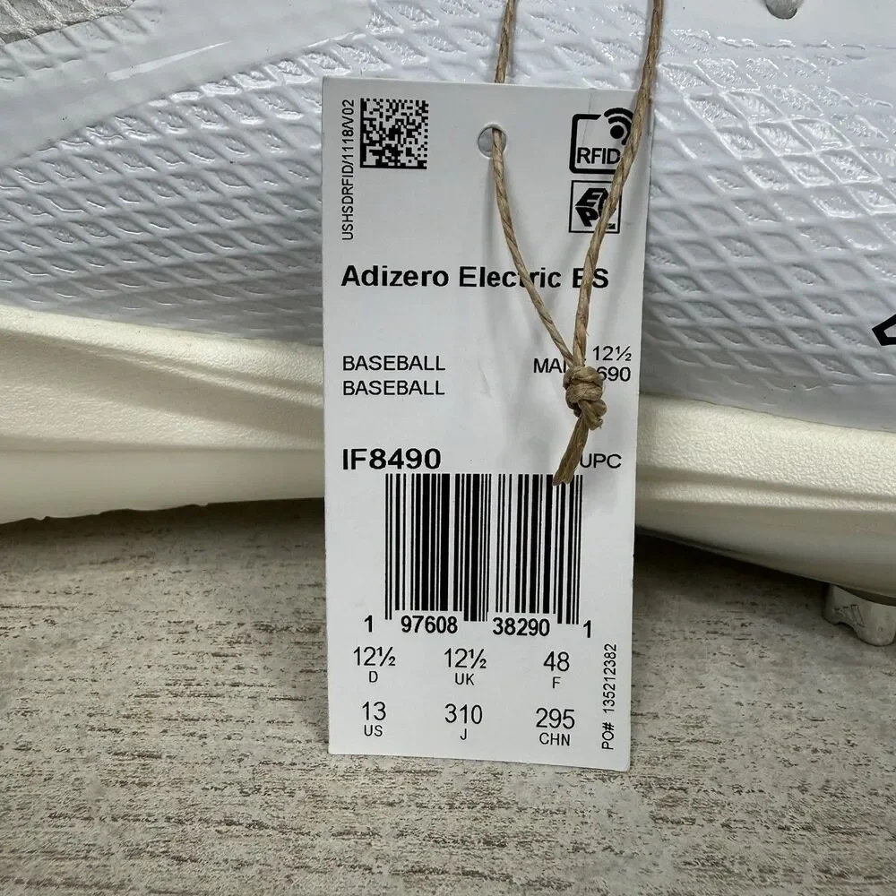 Adidas Adizero Electric Baseball Metal CLEATS Men Size 13 White/Black Metallic